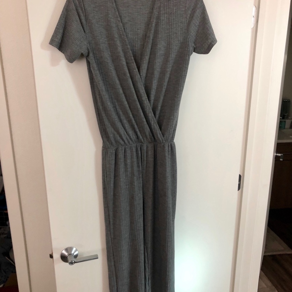 Zara Grey Cotton Jumpsuit SMALL